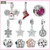 Per i gioielli con ciondoli Pandora 925 accessori con perline di fascino Bracciale Fiocco di neve Set di ciondoli natalizi invernali Halloween