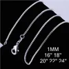 Chains Bk 1Mm 925 Sterling Sier Box Choker Necklaces For Women Men Jewelry Pendant Making 16 18 20 22 24 Inches Drop Delivery Pendant Dh9Au