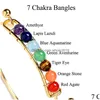 Pulseras con dijes Moda 7 Chakra Brazalete de alambre para mujeres Yoga Cuentas de piedra natural Reiki Buda espiritual Joyería personalizada en gota D Dhqic