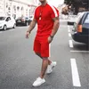 Survêtements pour hommes Été Couleur unie Vêtements de sport Ensemble de 2 T-shirt Shorts Mode Jogging Costume Vêtements surdimensionnés Tenue décontractée Streetwear