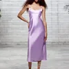 Sıradan Elbise İpek Elbise Elbise Partisi Giyim Düşük Yaka Ayarlanabilir Sling Sling Sırt İçi Boş Gezgin Yaz Seksi Düz Renk Sahte
