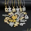 Pendentif Colliers Hip Hop Bubble Drip Initiales Lettres Collier Bling Cubic Zircon Cz Drop Alphabet Corde Torsadée Chaîne Pour Hommes Femmes Dhd7G