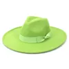 9,5 cm Stor brätte damhatt Klassisk enfärgad klänning Kyrkfilt Fedora-hatt Gentleman Elegant Lady Vinter Höst Jazzkepsar