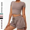Women's Tracksuits Withered 2023 Fashion Yoga Clothing Suits Sports Gym Clothes Navel Short Top And Casual Shorts Two Pieces Sets Women