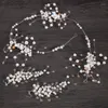 Spinki do włosów ręcznie robiona biżuteria ślubna kropla wody perła z pałąkiem na głowę kolczyki Tiara dla kobiet stroik ślubny Party bal akcesoria