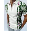 Men's Polos Men's Polo Golf Argyle Turndown Men T Shirts High Quality Tops 3d Print Short Sleeve Male Zipper Clothing Sports Comfortable Tee 230705