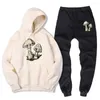 Men's Tracksuits Porcini Mushrooms On Green Grass Print 2 Piece Hoodie Set Men Fashion Casual Hoody Pants Loose Warm Sweatshirt Sweatpant