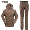 Vissen Accessoires Lente Herfst Outdoor Vissen Pakken voor Mannen Vrouwen Dun Ademend Capuchon Vissen Jas en Broek 2 stuks Kleding Set voor Paar HKD230706