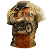 Men's Polos Motorcycle Polo Shirt Men 3D Car Print Short Sleeve Vintage Tops Street Ride Biker T For Mens Oversized Tee Man