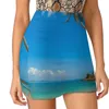 Skirts Tropical Palm Trees Women's Skirt Aesthetic Fashion Short Dorm Room College Trendy Luxury Blue Turquoise Sky