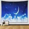 Gobelänger Starry Moon Gobeläng Hängande Blå Starry Night Galaxy Universe Väggtapet för sovrumsvägg Anpassningsbar R230710