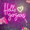 Led Hello Gorgeous Wedding Pink Signs Dormitorio Fiesta de cumpleaños LED Neon Light Sign para pared HKD230706