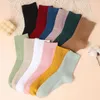 Women Socks 1 Pair Striped Fashion Casual Middle Tube Solid Color Student Spring Autumn Winter