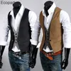 Gilets pour hommes Business Leisure Gilet à double boutonnage Fake Two Pieces Slim Vest Meeting Wedding Party Formal Sleeveless Jacket 230705