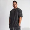 Mens Camisetas 5 Cores Mens Camisetas Muscle Fitness Sports T-shirt Masculino Hip Hop Oversized Algodão Ao Ar Livre Verão Moda Curto Sleev Dhy0U88