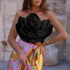 Dames blouses dames zomer top groot bloemendecor schouderloze mouwloze mouwloze backless spaghetti riem vaste kort type feestbal promkleding