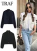 Vestes pour femmes TRAF Vintage Solide À Manches Longues Bomber Veste Printemps Femmes Casual Manteaux Streetwear Femme Élégant Revers Zipper Jakcet 230705