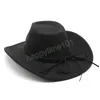 Herren Western Cowboy Hut 9CM Breite Krempe Vintage Filz Fedora Hut Cowgirl Panama Jazz Hut sombreros de mujer