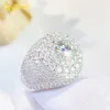 Novo design de luxo hip hop gelado prata banhado a ouro anel de noivado diamante moissanite para homens