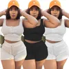 Women's Plus Size Pants Tossy Casual Summer Set's Two Piece Top and Shorts Set Female Rompers Playsuits Curve 230705