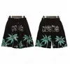 Palms Palmangel Mens Shorts Menwomens مصمم سراويل قصيرة رسائل طباعة شريط حزام غير رسمي من خمس نقاط الزاوية الملابس الصيفية شاطئ الملابس الأزرق جين