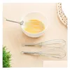 Egg Tools Stainless Steel Handle Beater Drink Whisk Mixer Foamer Kitchen Mini Stirrer Agitator T2I5649-1 Drop Delivery Home Garden D Dhlj0