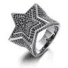 2023 Mujeres Banda Hombres Anillos Hiphop Joyería fina Iced Out Chapado en oro 925 Sterling Silver VVS Moissanite Diamond Star Ring con certificado GRA