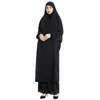 Vêtements Ethniques Femmes Musulmanes Costumes Abaya Manches Longues Hijab Cheville Longueur Robe Droite 2 Pcs Islamique Arabe Dame Modeste Prière Ramadan Ensembles