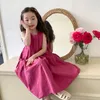 Fille robes robe 2023 été tempérament sans manches princesse coton décontracté Simple couleur unie doux robe d'été filles