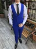 Men's Suits Custom Made Men Royal Blue Groom Tuxedos Notch Lapel Groomsmen Wedding Man 3 Pieces ( Jacket Pants Vest Tie ) C885