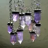 Stands Strings NM40569 Amethyst Tower Purple Obelisk Talisman Wicca Witch Goth Collier Crystal Point Superposition Halloween Jewelry 230707