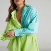 Survêtements pour femmes couleur verte femmes ensembles courts été Blouse et pantalon dame Streetwear correspondant costumes vêtements