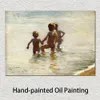 Children at The Beach Canvas Art Summer Day at Skagen Beach Peder Severin Kroyer Dipinto fatto a mano Seascape Modern Room Decor