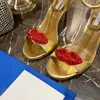 designer Aquazzura Aquazzura sandales strass décoration bouche rouge talons hauts chaussures de mariage sexy semelle en cuir véritable sandale cristal femmes chaussures