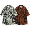 Damen Blusen Y2K Gothic Japanische Anime Grafik Shirt Männer Übergroße Button Up Shirts Hip Hop Vintage Harajuku Lose Lässige Sommer Tops