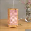 Dyfuzory olejków eterycznych 200Ml Trasonic nawilżacz powietrza Hollow-Out aromaterapia Hine Usb Wood Grain dyfuzor olejków zapachowych z 7 kolorami L Dhpm0