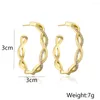 Orecchini a bottone Cmoonry 2023 Trendy Gold Color Copper C Shape Gioielli da sposa femminili Luxury CZ Infinity Geometric Earring For Women