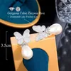 Dangle Earrings ThreeGraces Cute Sparkly Butterfly Shaped Cubic Zirconia Simulated Pearl Drop For Women Brazilian Daily Jewelry E1107