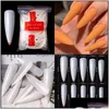 False Nails 500pcs/set Stiletto 네일 팁 명확한/자연 플로티 가짜 손톱 아크릴 UV 젤 폴란드 살롱 매니큐어 도구 DHCWD