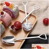 Spoons Stainless Steel Spoon Mini Shovel Shape Coffee Ice Cream Desserts Scoop Fruits Watermelon Square Creative Kitchen Tools Drop Dhtf2