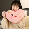 Gevulde Pluche Dieren 50cm 7 Kleuren Kawaii Hart Met Engelenvleugels Pluche Kussen Speelgoed Soft Gevulde Cartoon Kroon liefde Pop Vriendinnen Valentijnsdag Geschenken L230707