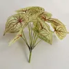 Dekoratif çiçekler pratik sahte yeşil yaprak parlak renk yapay bitki sulama dekorasyon kalp şekli simülasyon