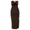 Casual Dresses One Line Shoulder Sexy Hollowed-Out High Split Hip Wrap Dress