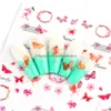 Adesivi Decalcomanie Misto Farfalla Nail Flower Transfer Decal Summer Colorf Nails Art Sticker 3D Manicure Tips Chca671-674 Drop Deliv Dhd4D