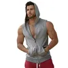 Débardeurs pour hommes Remise en forme décontractée pour hommes à capuche Double fermeture éclair débardeurs musculation vêtements de sport hommes Fitness Muscle sans manches gilet haut Ropa Hombre 230706