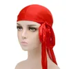 Silky Durag Hat Satin Elastic Hats Long-tailed Pirate Hat QMR18a