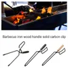 Griglie per barbecue Pinza per fuoco Maniglia portatile Clip per raccolta in carbonio resistente al calore Attività all'aperto Barbecue Picnic Morsetto per camino 230706