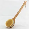 Natural Bristle Brush Long Handle Wooden Scrub Skin Massage Shower Body Bath Brush Round Head Bath Brushes Bathroom Accessories