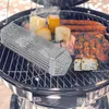BBQ Grills Rolling Grill Basket Stainless Steel Portable Round Rotisserie Cylinder Mesh For Outdoor Camping Rac 230706