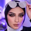 Marco de ojo Nuevos accesorios de diamantes de imitación de moda llenos de gafas de diamante marco personalidad calle joyería facechain diseñador joyería